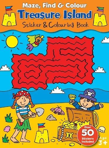 Maze, Find &amp; Colour Treasure Island (A4 Maze, Find &amp; Colour Activity Book)